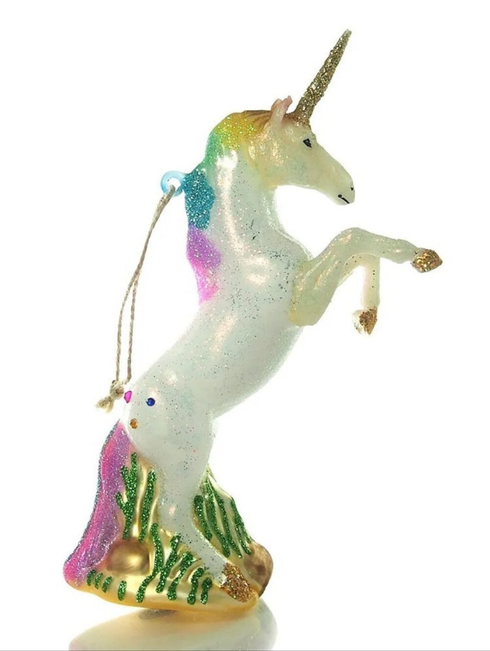 Glittered Rainbow Unicorn Ornament